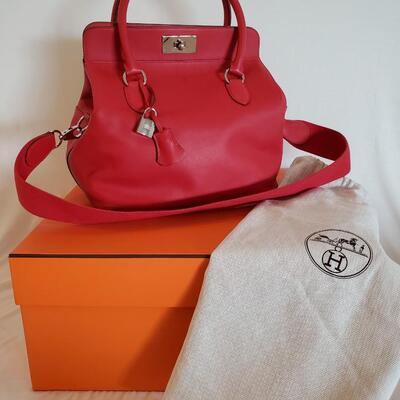 Hermes Toolbox 26 Geranium with Paladium Hardware