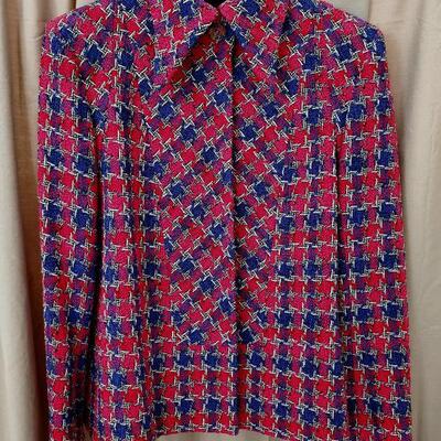 Chanel 2015 Spring Collection Tweed Suit. Bold red, pink & blue tweed. New/old, with tags.