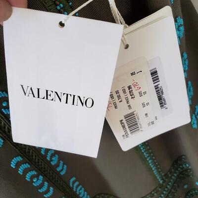 Valentino mini dress, khaki green cotton with turquoise beads and green embroidery. New with tags - never worn