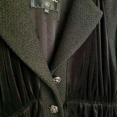 Chanel black layered velvet jacket/vest blazer