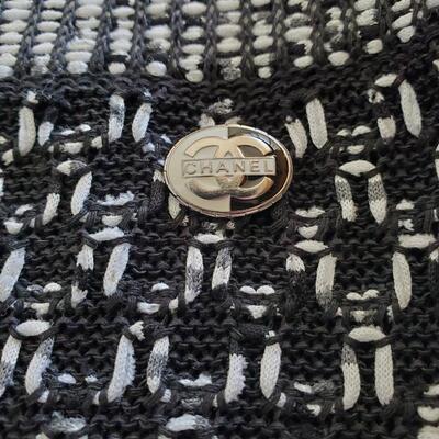 Chanel black and white silk and cotton wide leg crop pants