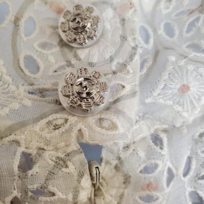 Chanel white patterned lace cut out dress - size 44