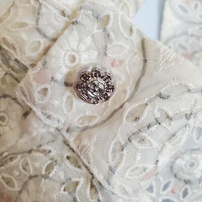 Chanel white patterned lace cut out dress - size 44