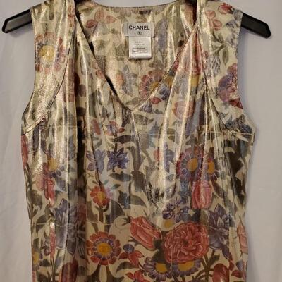 2015 Chanel Resort Collection Lame floral blouse size 44