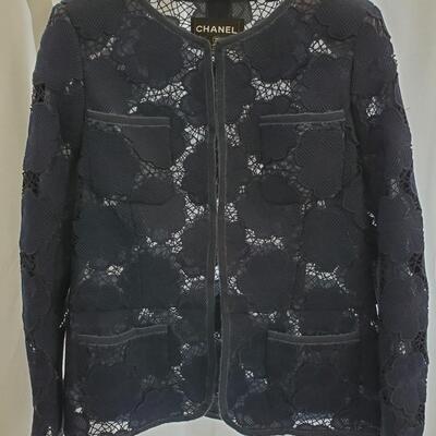 2016 Chanel Lace Navy Blue evening jacket - like new