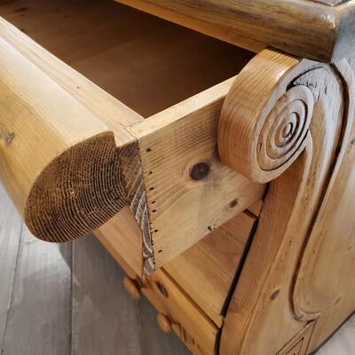 Rustic Pine Stylized 4 Drawer Dresser