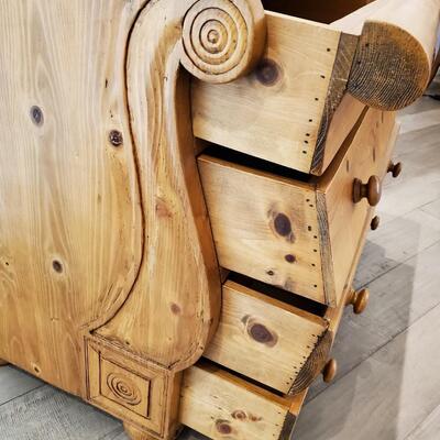 Rustic Pine Stylized 4 Drawer Dresser