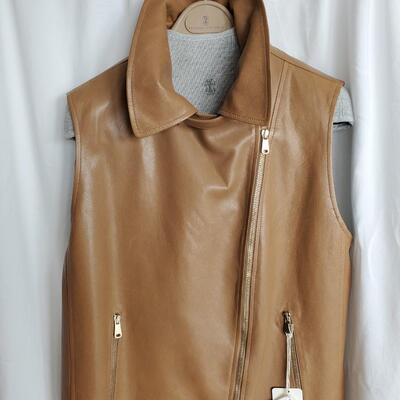 Brunello Cucinelli leather biker vest New with Tags size 44