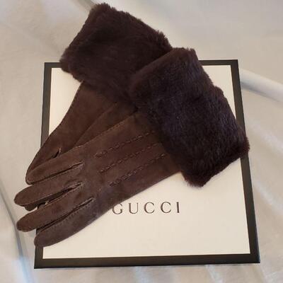 Gucci suede and fur, silk lined gloves.