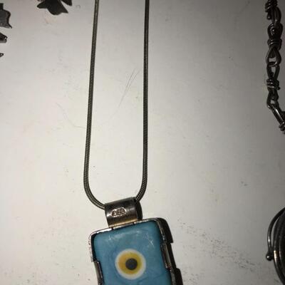 Unique Sterling Amber Turquoise Coral Jewelry Lot