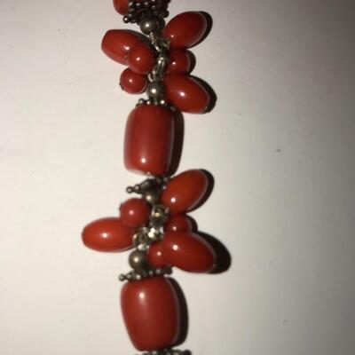 Unique Sterling Amber Turquoise Coral Jewelry Lot