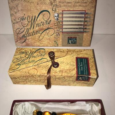Yankee swap ? Calligraphy Gift Sets  ~ Murano Glass Pens & Magnifying glass