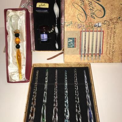 Yankee swap ? Calligraphy Gift Sets  ~ Murano Glass Pens & Magnifying glass
