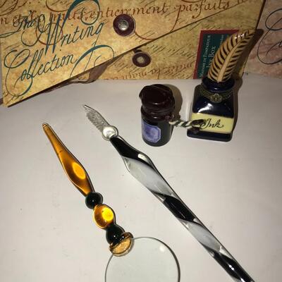Yankee swap ? Calligraphy Gift Sets  ~ Murano Glass Pens & Magnifying glass