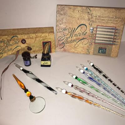 Yankee swap ? Calligraphy Gift Sets  ~ Murano Glass Pens & Magnifying glass