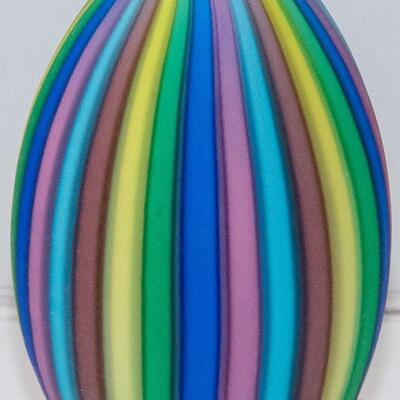 Murano Fratelli Toso Satin Rainbow Art Glass Egg