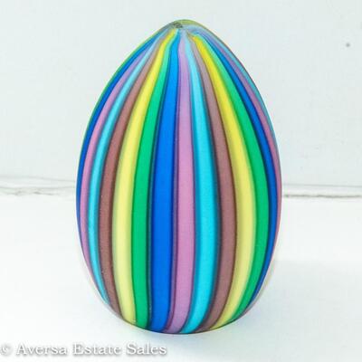Murano Fratelli Toso Satin Rainbow Art Glass Egg