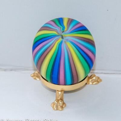 Murano Fratelli Toso Satin Rainbow Art Glass Egg