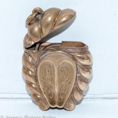 ANTIQUE BRASS VESTA / MATCH CASE