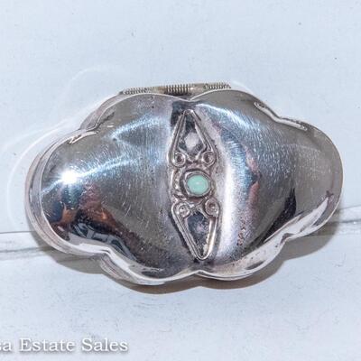 STERLING SILVER PILL BOX - TURQUOISE ACCENT