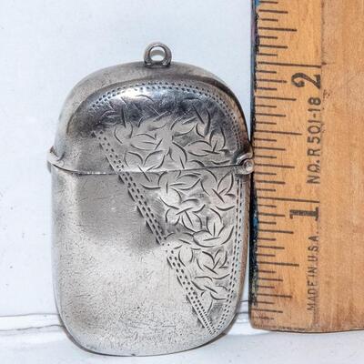 ANTIQUE - ENGLISH STERLING SILVER VESTA CASE - MATCH SAFE