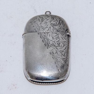 ANTIQUE - ENGLISH STERLING SILVER VESTA CASE - MATCH SAFE