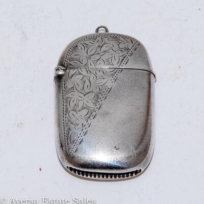 ANTIQUE - ENGLISH STERLING SILVER VESTA CASE - MATCH SAFE