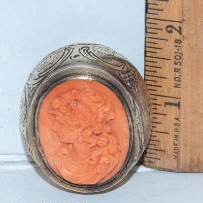 STERLING CAMEO PILL BOX