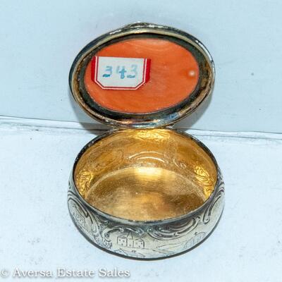 STERLING CAMEO PILL BOX