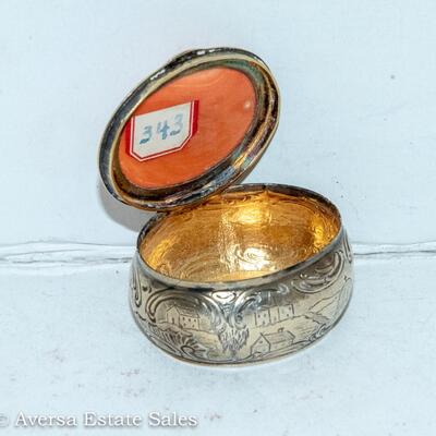 STERLING CAMEO PILL BOX