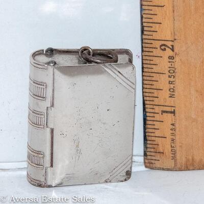 ANTIQUE SILVER PLATE VESTA MATCH SAFE / STAMP HOLDER