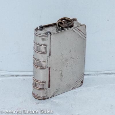 ANTIQUE SILVER PLATE VESTA MATCH SAFE / STAMP HOLDER