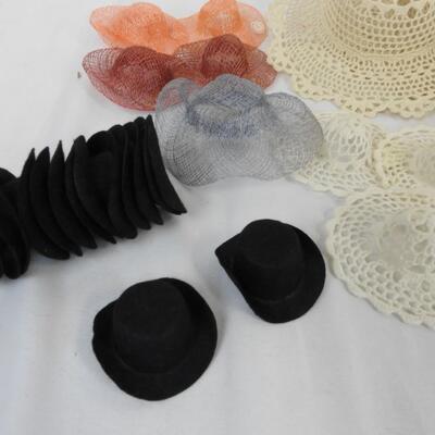 Craft lot of Small Hats, Lace, Wicker, Straw, Witch Hats, Cowboy Hats
