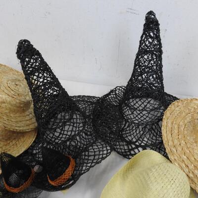 Craft lot of Small Hats, Lace, Wicker, Straw, Witch Hats, Cowboy Hats