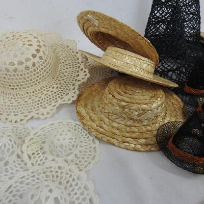 Craft lot of Small Hats, Lace, Wicker, Straw, Witch Hats, Cowboy Hats