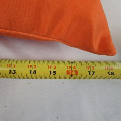 2 Pillows: 1 Gray Throw Pillow with Pattern, 1 Orange Pillow