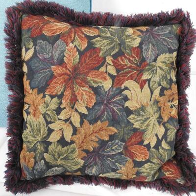 2 Throw Pillows 16 Inch Square, Floral with Tassle Edge, Blue Rodeo Home Pillow