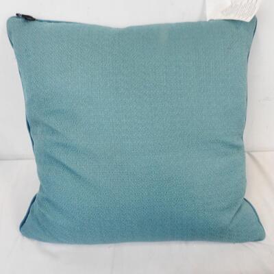 2 Throw Pillows 16 Inch Square, Floral with Tassle Edge, Blue Rodeo Home Pillow