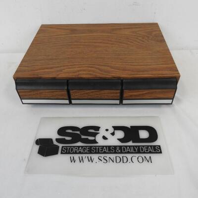 Wooden Cassette Cabinet, 3 Shelves with 11 Slots, 30 Cassette Tapes