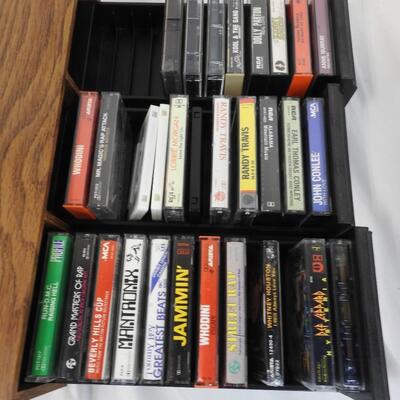 Wooden Cassette Cabinet, 3 Shelves with 11 Slots, 30 Cassette Tapes