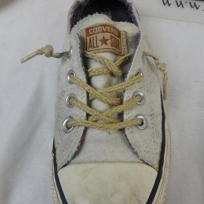 2 Pairs of Shoes: Lucky Brand Black Flats (8 1/2), Converses All Star White Shoe