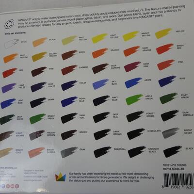 KingArt 12 ml Acrylic Paint Set 48 Vivid Colors, White was Opened
