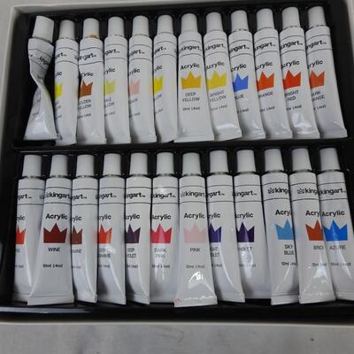 KingArt 12 ml Acrylic Paint Set 48 Vivid Colors, White was Opened