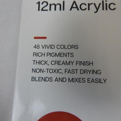 KingArt 12 ml Acrylic Paint Set 48 Vivid Colors, White was Opened