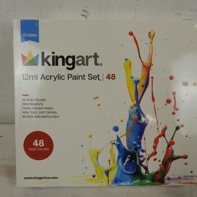 KingArt 12 ml Acrylic Paint Set 48 Vivid Colors, White was Opened