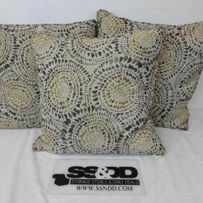 3 Decorative Throw Pillows: Gray & Tan, Very Soft & Squishy, 20" x 20" Clean