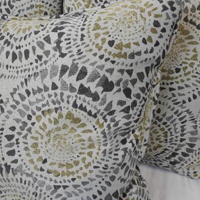 3 Decorative Throw Pillows: Gray & Tan, Very Soft & Squishy, 20" x 20" Clean