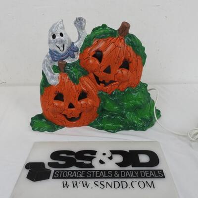 Ceramic Halloween Decor, Jack-O-Lanterns & Ghosts, Plugs in/Lights Up