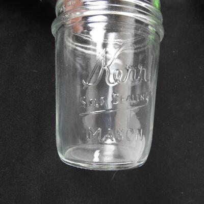 12 Small Kerr Canning Jars, Half Pint Size. No Lids