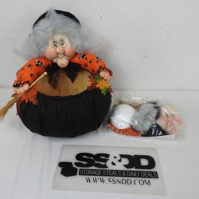 Grandma Witch Basket Bowl with Supplies to Decorate another Basket Bowl Bowl